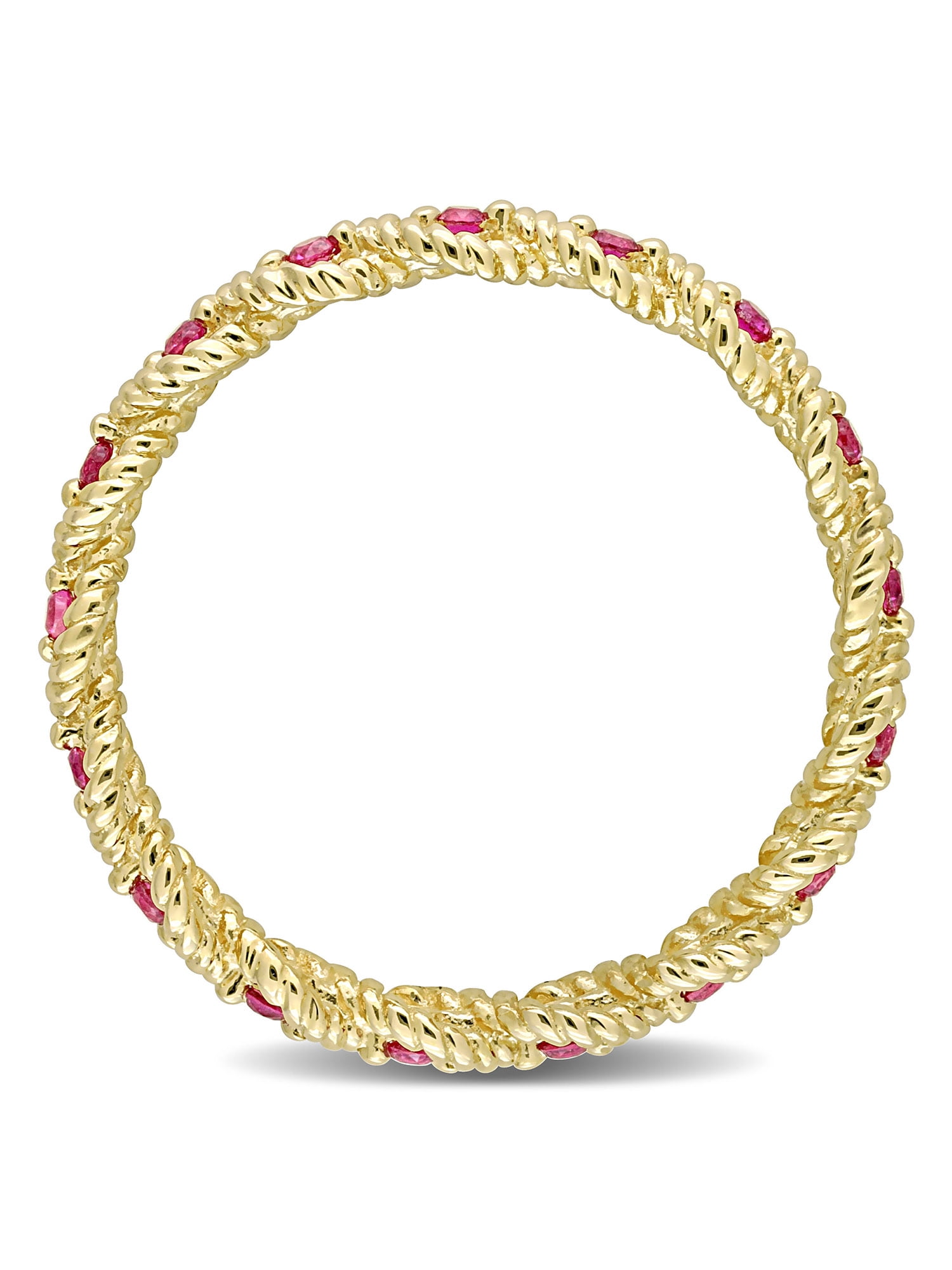 Miabella Women's 1/4 Carat T.G.W. Created Ruby 10kt Yellow Gold Twisted Eternity Band