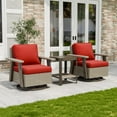 thumbnail image 2 of COOS BAY Rustic Hideaway Outdoor Swivel Rocker Patio Chair and Table Set, 4-Piece Wicker Bistro Set with Cushions, Beige/Red, 2 of 9
