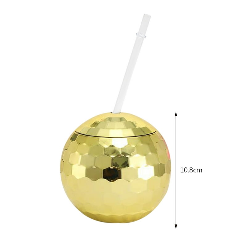 LoyGkgas Disco Ball Cup with Lid and Straws, 600ml Disco Ball Cups Cocktail  Cup KTV Nightclub Party (A) 