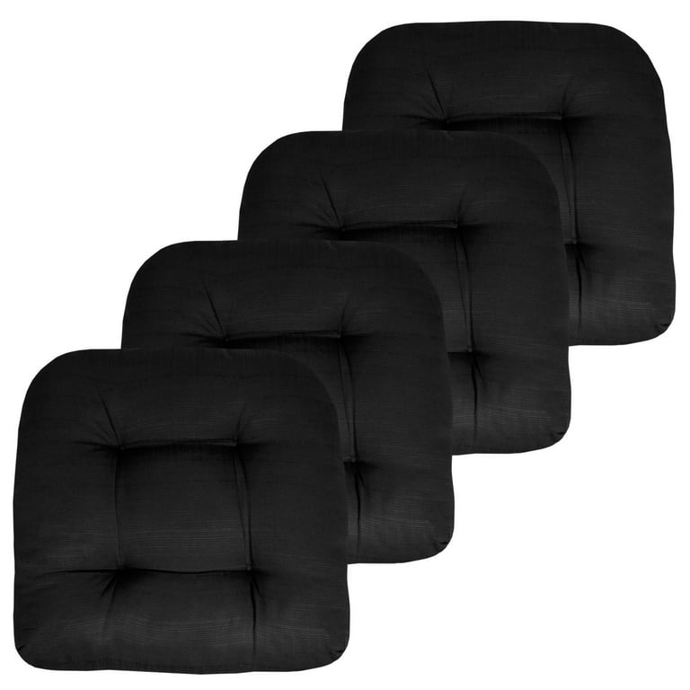 Sweet Home Collection 19 x 19 Black Solid Print U Shape Seat Pad Outdoor Seating Cushions with Reversible and Weather Proof 4 Pack Walmart