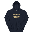 thumbnail image 2 of Itzus Collections Graphic One Shot At Life Motivational Hoodie, Navy Unisex, Size S, 2 of 3