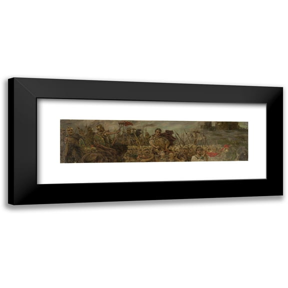 Wilhelm Kotarbiński 14x6 Black Modern Framed Museum Art Print Titled - Victorious Procession After the Battle