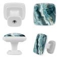 thumbnail image 2 of HemaKayy 4 Pack 1.2" Decorative Cabinet Knobs - Elegant, ABS Glass Square White Handles for Kitchen, Bedroom, Bathroom, and Home Furniture Decor - Unique Marble Texture, 2 of 6