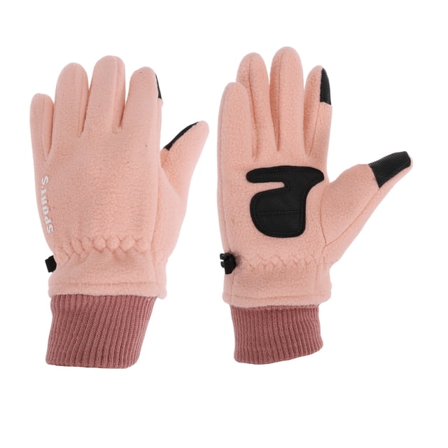 Guantes de ciclismo de dedo completo para mujer, guantes de motocicleta para escalar, motocicleta, ciclismo, doble forro polar, rosa, talla única