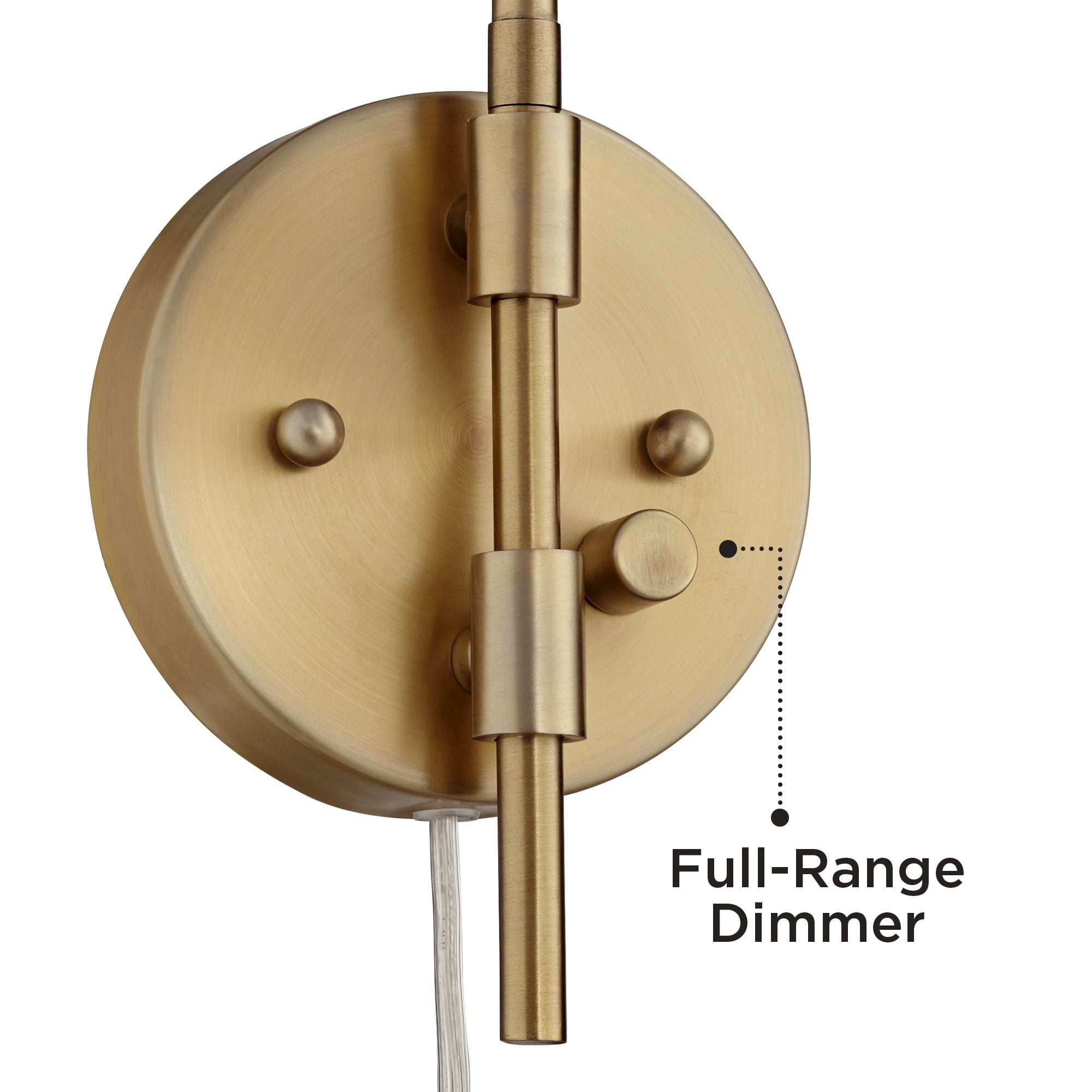 360 Lighting Marybel Modern Swing Arm Wall Lamps Set of 2 Brass Plug-in Light Fixture Tapered Metal Shade for Bedroom Bedside Living Room Reading Home