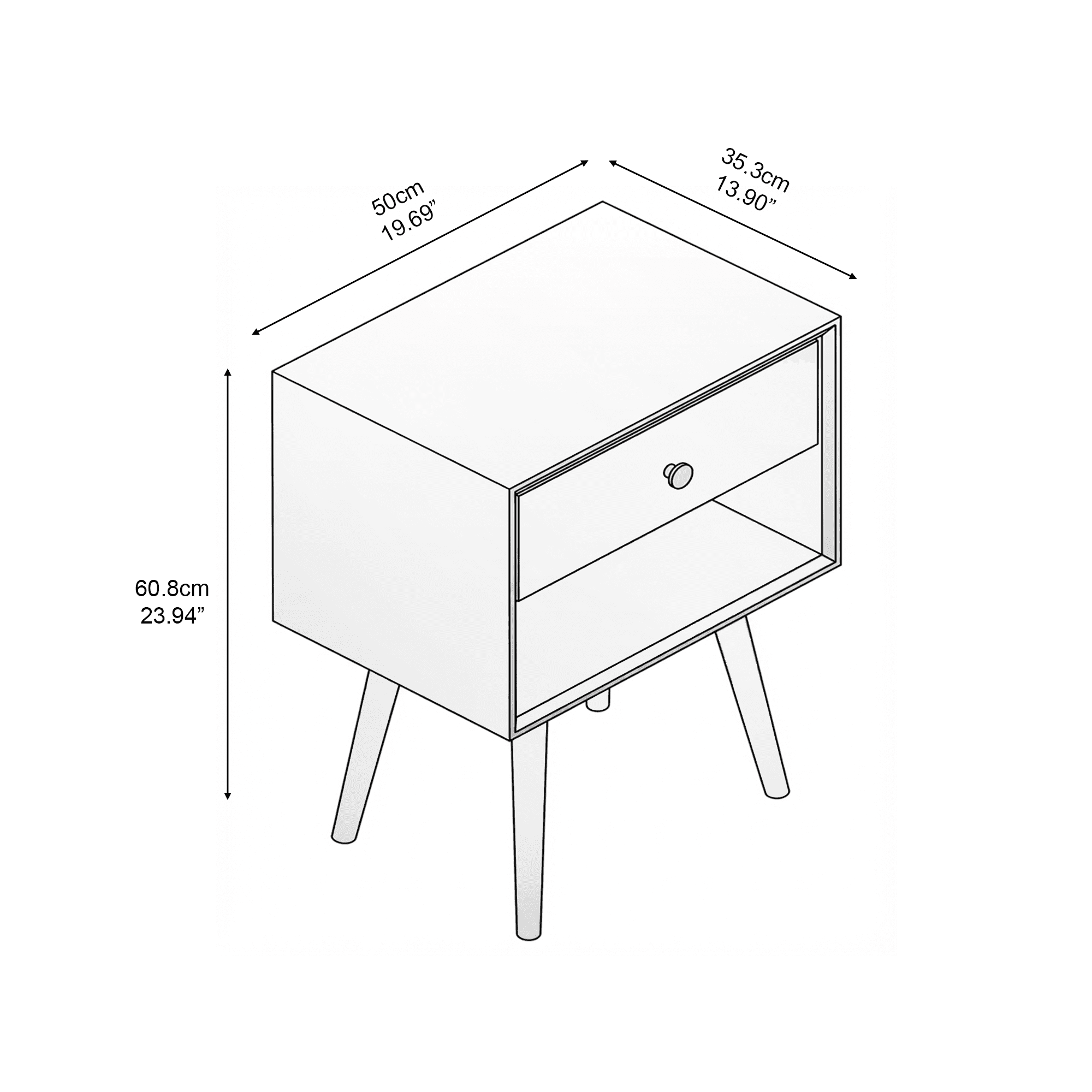 Mcm 1 Drawer Solid Wood Nightstand Caramel - For Adults and Teens