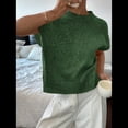 thumbnail image 4 of Suéter Acanalado para Mujer, Cuello Redondo, Corta, Corte Holgado, Tejido Floral, Tops Tipo Jersey. Verde Oscuro XL, 4 of 9