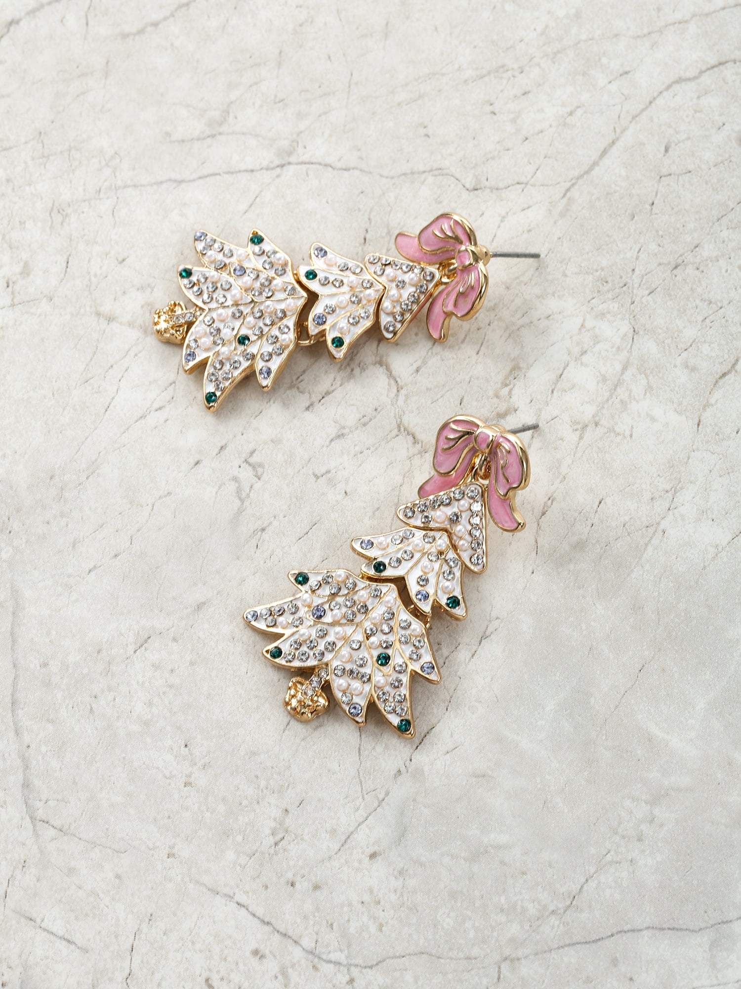 Packed Party White Christmas Tree Earrings