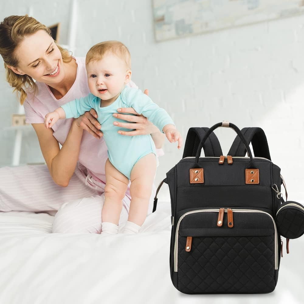 Baby Diaper Bag Backpack - Baby Bag for Boys & Girls, Diaper Backpack - Large Travel Diaper Bags w/Changing Pad - Baby Registry Search & Shower Gifts Newborn Essentials & Items for Mom, Black