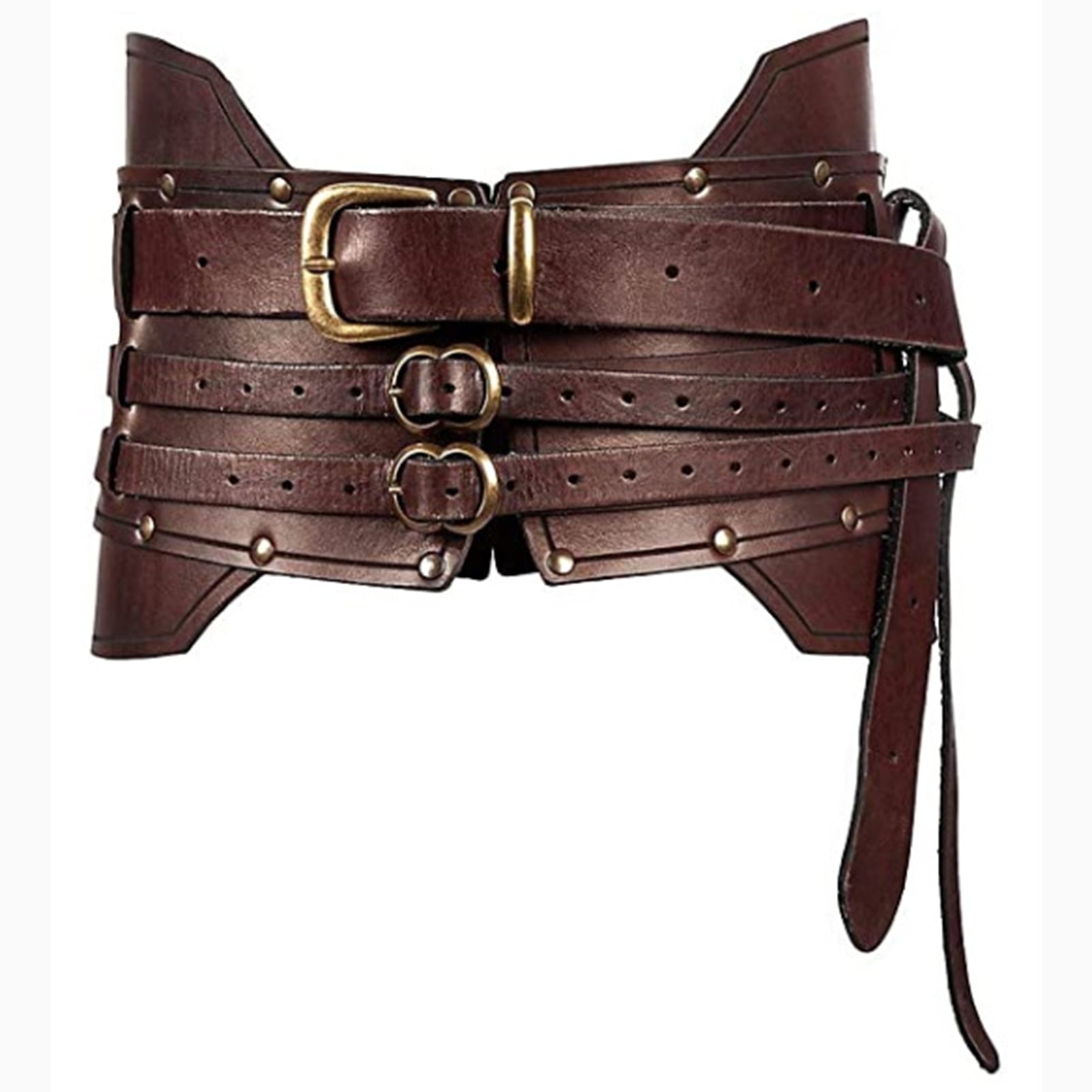 Medieval Knight Long Belt with Square Metal Buckle 