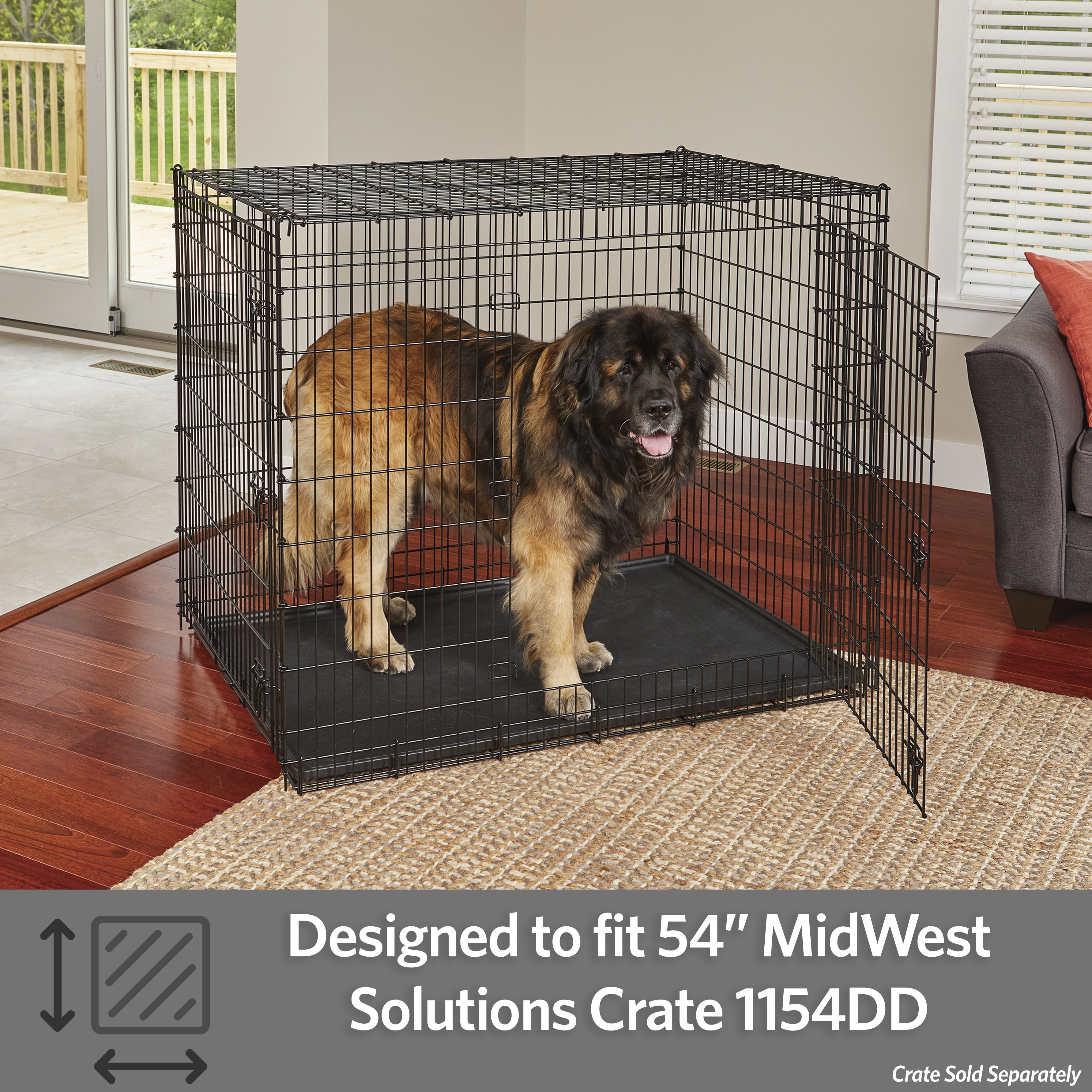MidWest Homes for Pets 54-Inch Replacement Pan, Measures 52.3 x 34.7 x 1.3 Inches, Universal Leak-Proof Tray for Dog Crates & Multi-Purpose Use, Fits Most Standard 54" Wire Crates
