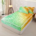 thumbnail image 2 of jejeloiu Green Orange Sparkle Print Zipper Twin Comforter Sets with Fitted Sheet and 2 Pillowcases Kids,Colorful Gradient Pattern Zipper Bedding Set For Girls,Reversible,4-Piece, 2 of 7