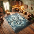 thumbnail image 3 of Ambesonne Damask Decorative Rug Carpet, Classic Rococo Style Leaves, 2' x 5', Sea Blue Dark Purple Grey, 3 of 5