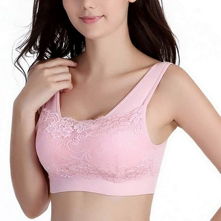 LEEy-World Bras for Women Steel Ring Front Thin Women Bra Full Plus Cup  Button Breathable Gathers Underwear No Size Comfort Bra Pink,XL 