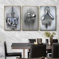 thumbnail image 2 of Art Modern Poster Set of 3 - 3D Metal Figure Statue Art Love Heart Kiss Pictures Wall Art Decoration - Without Frame - Wall Decoration Wall Living Roo, 2 of 5