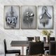 thumbnail image 2 of Art Modern Poster Set of 3 - 3D Metal Figure Statue Art Love Heart Kiss Pictures Wall Art Decoration - Without Frame - Wall Decoration Wall Living Roo, 2 of 5