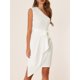thumbnail image 2 of Vestido de fiesta con cinturón y dobladillo cruzado fruncido de un hombro para mujer blanco M, 2 of 5