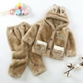thumbnail image 7 of Godderr 2 Piece Girls Boys Hooded Fleece Pajama Set for Toddler Kids Infant Fleece Matching Sleepwear Autumn Long Sleeve Plush Fleece Pajamas Pj Set with Rabbit Ear Winter Fall Soft Tops Pants, 7 of 7
