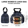 thumbnail image 5 of Blue and Green Checkered Pattern Drawstring Insulated Lunch Bag for Women, Stain-Resistant Large Lunch Tote with Multi-Pockets for Work Office, 5 of 6