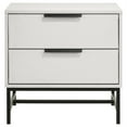 thumbnail image 2 of Noro Nightstand, 24 Inch, 2 Storage Drawers, Modern White, Black Metal, 2 of 6