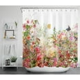 thumbnail image 4 of HVEST Watercolor Floral Shower Curtain - Colorful Wildflowers & Butterflies Bathroom Decor - Wrinkle Resistant Polyester Fabric with 12 Hooks, 72x72 Inches, 4 of 8