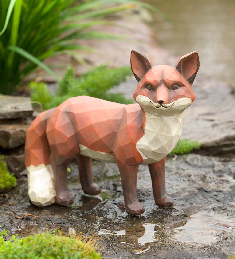 Plow Hearth Woodcut Style Outdoor Garden Statue In Fox