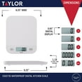 thumbnail image 4 of Taylor Digital Waterproof Kitchen and Food Scale with Grams & Ounces, White 11LB Capacity, 4 of 11