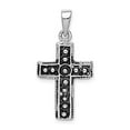 thumbnail image 3 of Sterling Silver Rhodium-plated and Antiqued Cross Pendant, 3 of 5