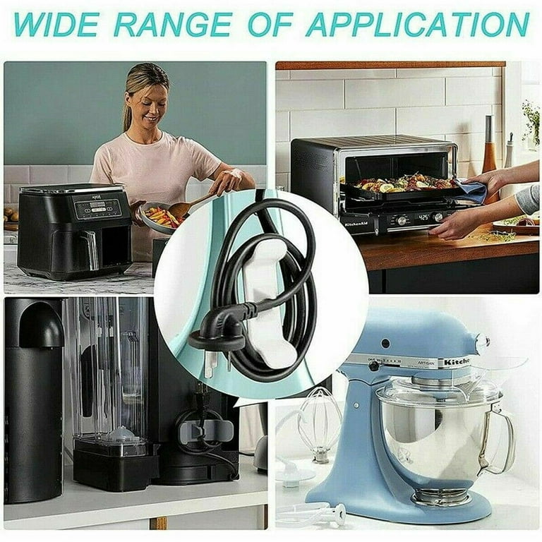 Cord Organizer for Appliances, 4 Pack Kitchen Appliance Cord Winder Tidy  Wrap Cord Keeper Holder Cord Wrapper for Appliances Stick On Stand Mixer