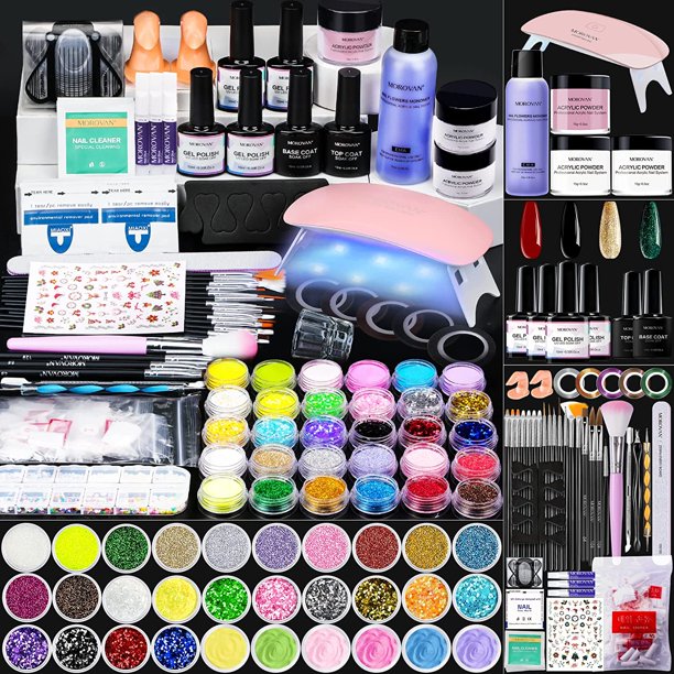 Morovan Acrylic Nail Kit with Light Professional Acrylic Nail Set