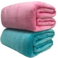 thumbnail image 2 of Manta de lana de Coral Súper suave, 220gsm, peso ligero, Rosa sólido, azul, piel sintética, visón, funda de sofá, colcha, mantas de franela, 2 of 4