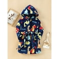 thumbnail image 2 of Boys Flannel Cartoon Dinosaur Pattern Casual Bathrobe, 2 of 2