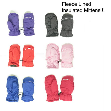 Magg Kids Toddlers Fleece Lined Winter Snow Glove Waterproof Assorted Solid Color 2-4T