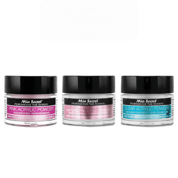 Mia Secret - Pink Acrylic Powder, Multibalance Natural Pink, Clear Acrylic Powder (0.25 oz. each) - Combo