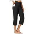 thumbnail image 2 of PMVFHDE Women High Waist Straight Leg Yoga Pants For Women Athletic Workout Crop Leggings 21 Inch Black，L, 2 of 6