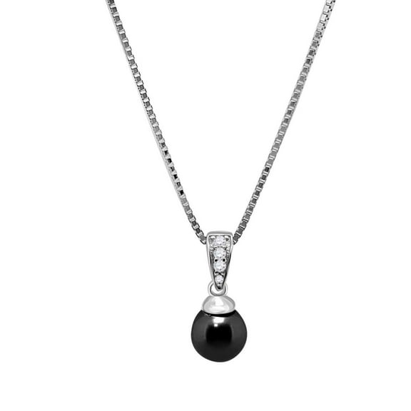 Aone jewelry 1.05 Carat Black Pearl & Natural Diamond Tear Drop Design Pendant Necklace For Woman Crafted In 10k Rose White and Yellow Gold With 18 Gold Plated Over 925 Sterling Silver Box Chain