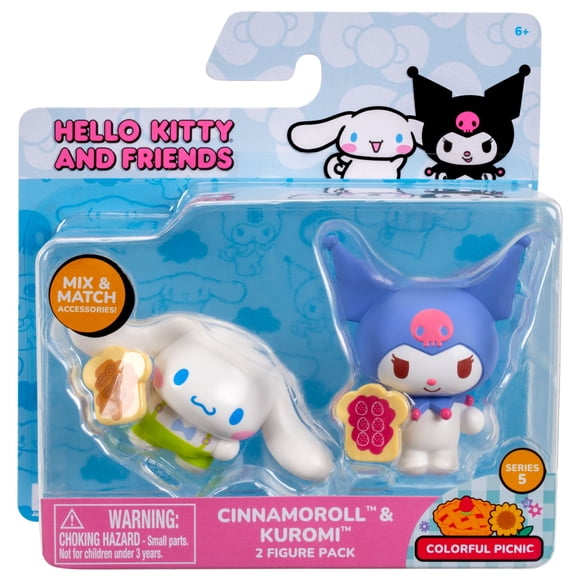 Hello Kitty® and Friends 2 Figure Pack - Perfect Pairing Picnic: Kuromi Jelly Toast, Cinnamoroll Peanut Butter Toast