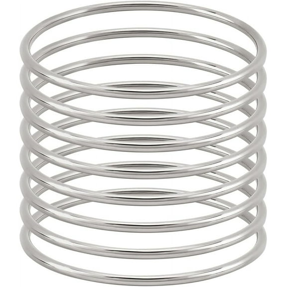 1 Box 8Pcs 304 Stainless Steel Glossy Thin Round Bangle Bracelet Set 2-1/2 inch Thin Bangle Bracelet for Stackable Wearing 3mm Wide