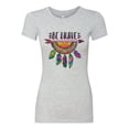thumbnail image 3 of Colorful Neon Be Brave Dreamcatcher | Dean Russo Art Pop Culture Womens Slim Fit Junior Tee, Heather Grey, Medium, 3 of 6