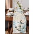 thumbnail image 4 of ERUNPONLY Blue Anchor Coastal Table Runner - 72 Inch Long Nautical Summer Beach Starfish Snowflake Cotton Linen Blended Dress Scarves Farmhouse Table Runner for Kitchen Dining, Coffee Table, 18"x72", 4 of 8
