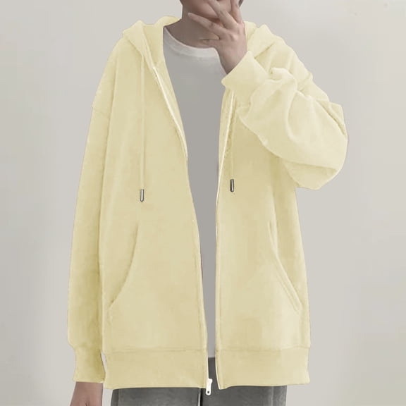 Xcmzpl Zip Up Hoodies for Women Casual Solid Color Hooded Sweatshirt Athletic Sweater Tops Soft Long Sleeve Blouses Early Fall Fashion