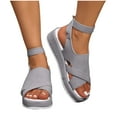 thumbnail image 5 of Aueoeo Womens Platforms Sandals Soft Comfortable Lightweight Walking Shoes Crossed Ankle Strap Casual Low Wedge Sandals, 5 of 5