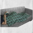 thumbnail image 6 of Brown Plaid Soft Flannel Fleece Throw Blanket, Backdrop of Plaid Form European Stripes, Cozy Plush for Indoor and Outdoor Use, 70" x 90", Cream Taupe Dark Seafoam, by Ambesonne, 6 of 6