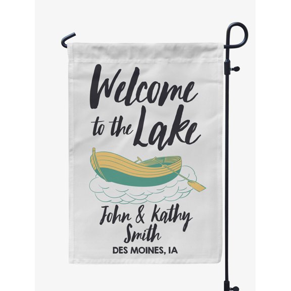 Printtoo White Welcome To The Lake Outdoor CampingFlagCustom Personalized Camping Flags For Campers Double Sided CampsiteFlag