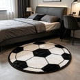 thumbnail image 5 of Football Shaped Round Area Rug,31.5in Soft Fluffy Sports Theme Floor Mat,Non Slip Circular Carpet for Bedroom Living Room Entryway Home Indoor Sports Style Decor, 5 of 6