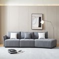 thumbnail image 4 of Williamspace 120" Modern Curved Sofa Modular Sectional Sofa Cloud Couch Comfy Button Tufted Seat Cushion Sofa for Living room, Apartment, Office, Grey, 4 of 6