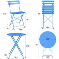 thumbnail image 2 of EastVita 3 Piece Patio Bistro Sets Outdoor Folding Bistro Set of 2 Small Colorful Bistro Coffee Table and 2 Chairs Foldable Metal Patio Furniture Set for Apartments/Porch/Deck/Balcony/Garden (Blue), 2 of 7