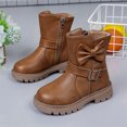 thumbnail image 5 of Girls Mid Calf Leather Boots, Little Kids Side Zipper Fashion Martin Booties, Soft Non Slip Princess Short Boots for Little Girls Daily Outdoor Wear Brown 3 Big Kids(36), 5 of 8