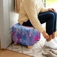 thumbnail image 5 of SCRAWLGOD Tie-Dye Print Pink Blue Footstool Cover, Comfortable Footrest Sofa Slipcover Washable Cushion for Ottoman with Elastic Buttom for Living Room, 5 of 7