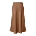 thumbnail image 3 of Skirts for Women Elegant High-Waisted Satin Pencil Skirt for Women with Elastic Waistline Classic Solid Tone Skirt for Formal and Casual Occasions Coffee L, 3 of 4